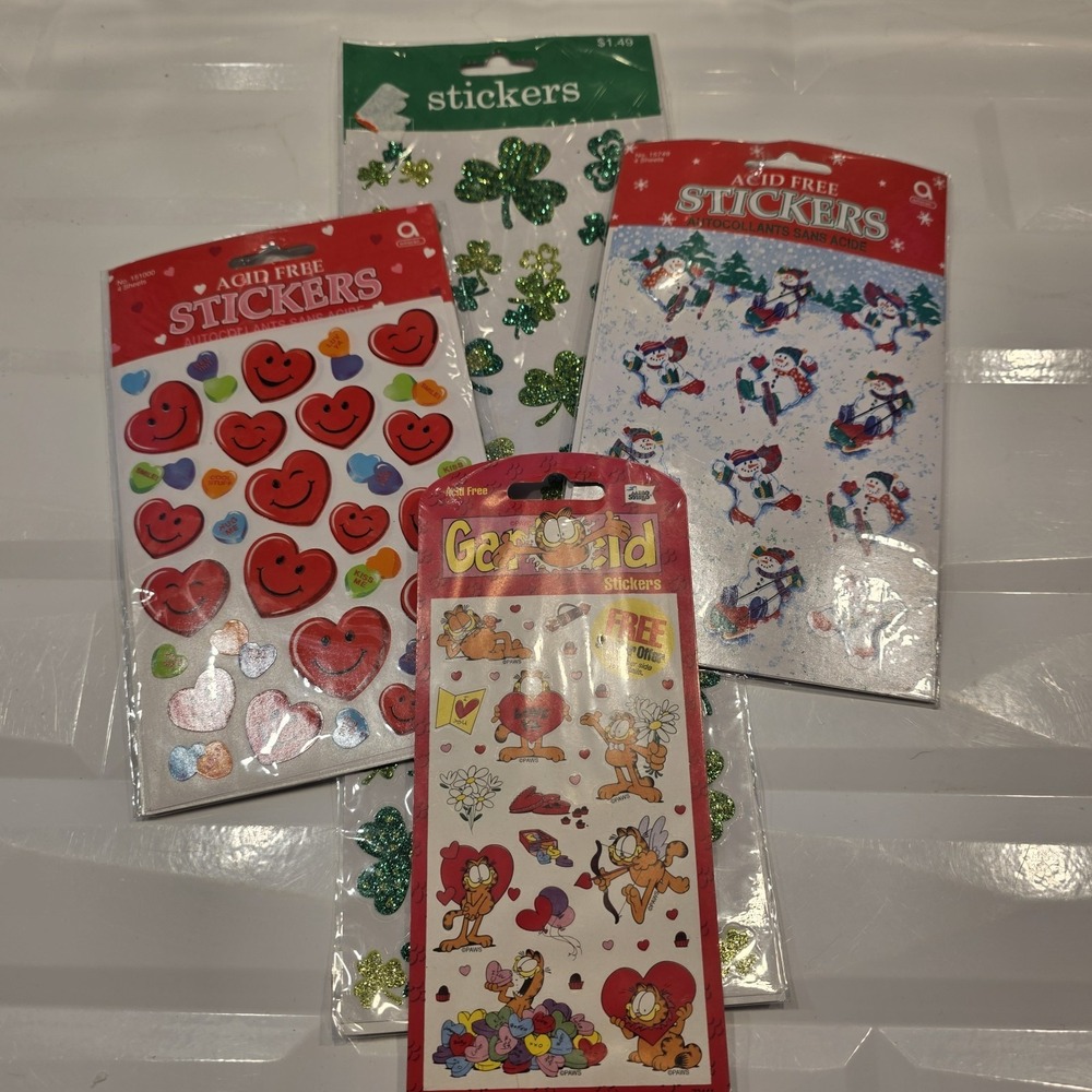 VINTAGE Garfield Stickers Paws Mello Smello Valentine's Day Love‎ Heart & Others